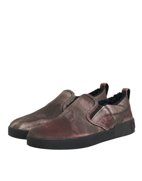 Dolce & Gabbana Multicolor Cotton Low Top Slip On Men Sneakers Shoes